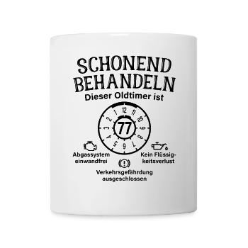 77. Geburtstag Schonend Behandeln Oldtimer Ist 77 - Tasse - Weiß - Vorne
