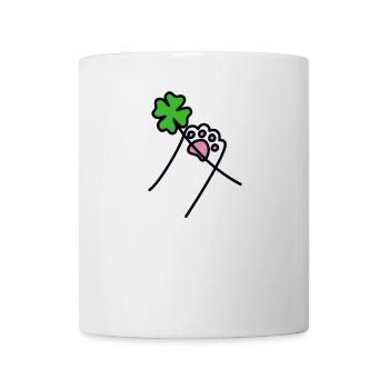 vierblättriges Kleeblatt Katzen Tatzen Geschenk - Tasse - Weiß - Vorne