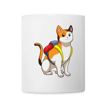 Chat avec cartable - Mug blanc - blanc - Devant