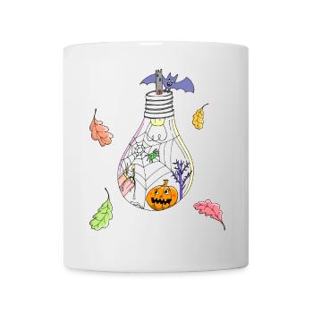 Halloween Kürbis mit Spinne - Tasse - Weiß - Vorne