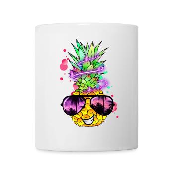ananas frais avec spirale de néon - Mug blanc - blanc - Devant