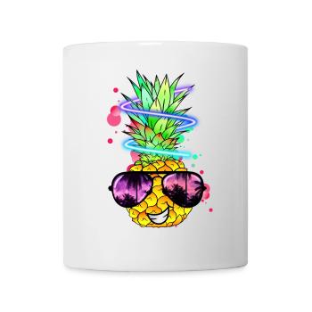 ananas frais avec spirale de néon - Mug blanc - blanc - Devant