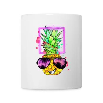 cool pineapple retro neon - Mug - white - Front