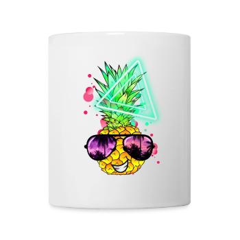 Lustige Ananas Neon Retro - Tasse - Weiß - Vorne