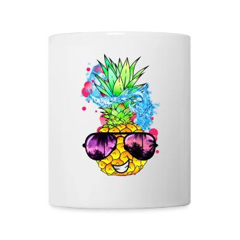 spritzige Ananas Frucht mit Gesicht - Tasse - Weiß - Vorne