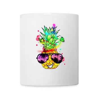 cool pineapple in bright colors - Mug - white - Front