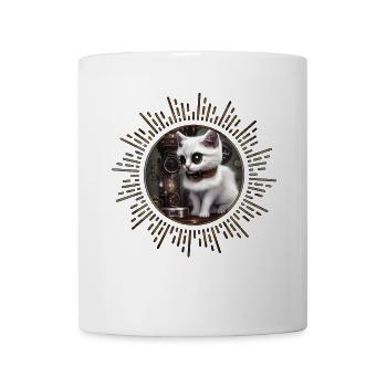 Kleine Steampunk-Katze - Tasse - Weiß - Vorne