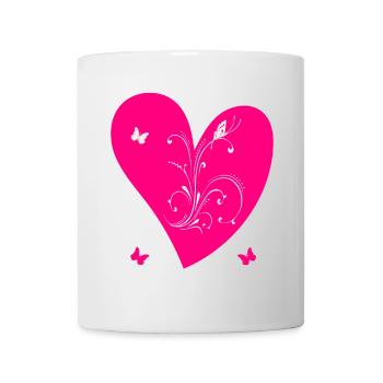Pink Heart and Butterflies - Tasse - Weiß - Vorne