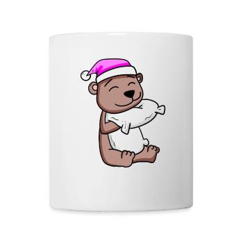Bear with pillow and sleeping cap - Mug - white - Front