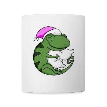 Cameeleon with pillow and sleeping cap - Mug - white - Front