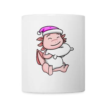 Axolotl with pillow and sleeping cap - Mug - white - Front