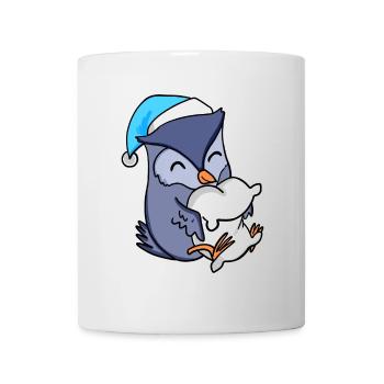 Owl with pillow and sleeping cap - Mug - white - Front