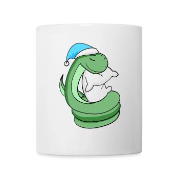 Snake with pillow and sleeping cap - Mug - white - Front