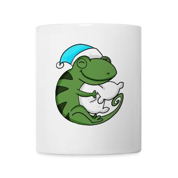Cameeleon with pillow and sleeping cap - Mug - white - Front
