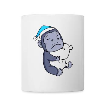 Gorilla with pillow and sleeping cap - Mug - white - Front