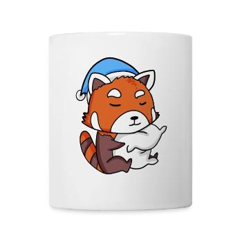 panda roux avec oreiller et bonnet de couchage - Mug blanc - blanc - Devant