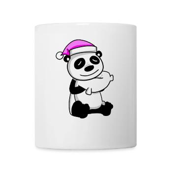 Panda avec oreiller et bonnet de couchage - Mug blanc - blanc - Devant
