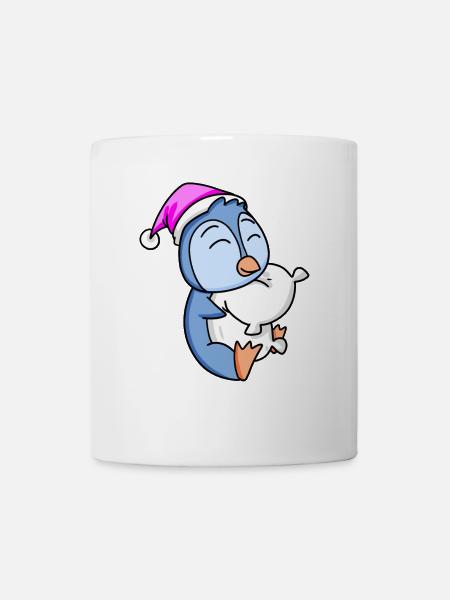 Pinguin mit Kissen - Tasse - Weiß