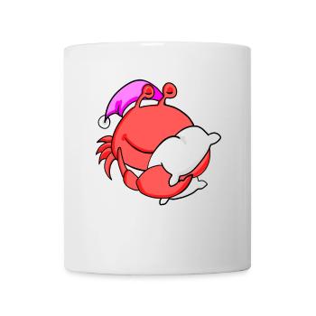 Crab with pillow and sleeping cap - Mug - white - Front