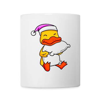 Duck with pillow and sleeping cap - Mug - white - Front