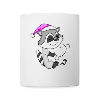 Raton laveur avec oreiller et bonnet de couchage - Mug blanc - blanc - Devant