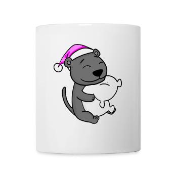 cute black panther with pillow and sleeping cap - Mug - white - Front