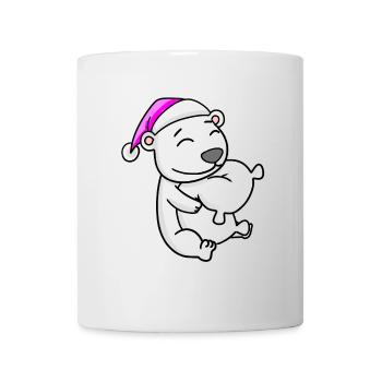 Polar bear with pillow and sleeping cap - Mug - white - Front