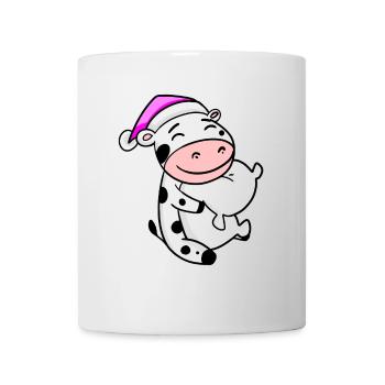 Cow with pillow and sleeping cap - Mug - white - Front