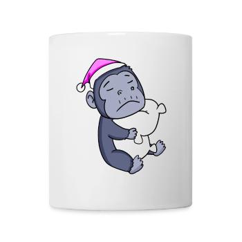 Gorilla with pillow and sleeping cap - Mug - white - Front