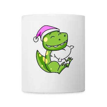 Dinosaur with pillow and sleeping cap - Mug - white - Front