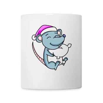 Mouse with pillow and sleeping cap - Mug - white - Front