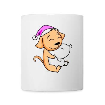 Dog with pillow and sleeping cap - Mug - white - Front