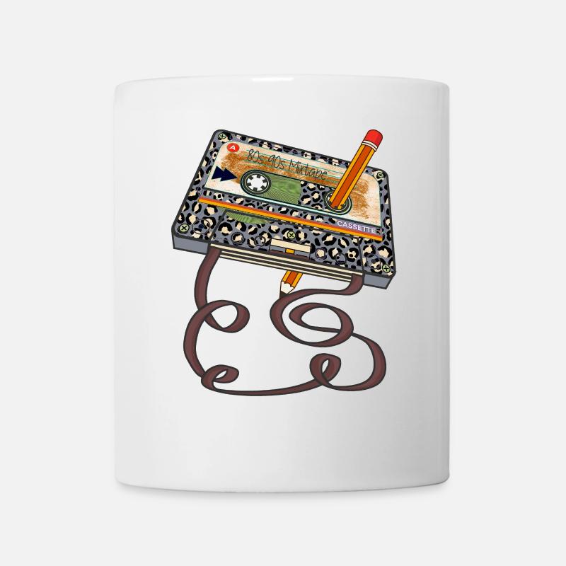 80s 90s Cassette Tape Pencil Throwback Retro Vinta - Mug blanc - blanc