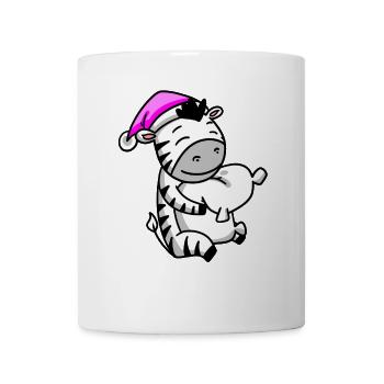 Zebra with pillow and sleeping cap - Mug - white - Front
