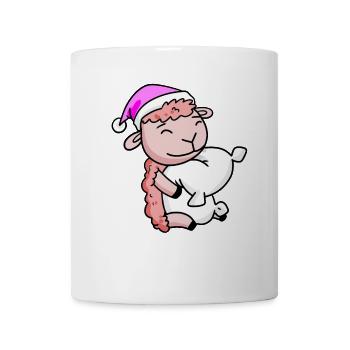 Sheep with pillow and sleeping cap - Mug - white - Front
