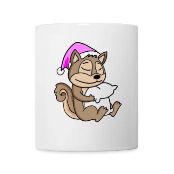 Squirrel with pillow and sleeping cap - Mug - white - Front
