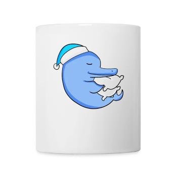 Delfin mit Kissen und Schlafmütze - Tasse - Weiß - Vorne