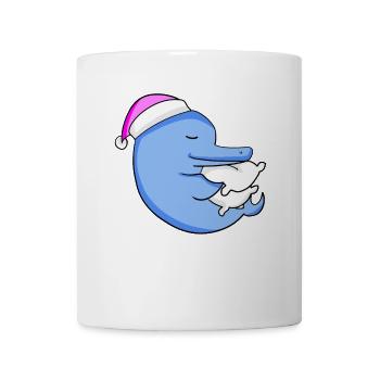 Delfin mit Kissen und Schlafmütze - Tasse - Weiß - Vorne