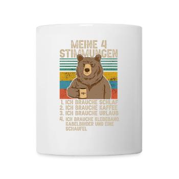 4 Stimmungen Katze Lustige Sprüche Kaffee - Tasse - Weiß - Vorne