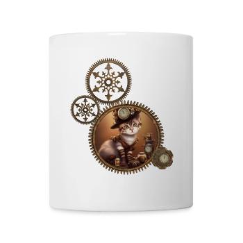 Kleines Steampunk-Kätzchen - Tasse - Weiß - Vorne
