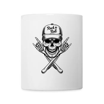 Rock'N'Roll Tête de Mort avec Casquette - Mug blanc - blanc - Devant
