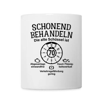Schonend Behandeln 70. Geburtstag Alte Schüssel 70 - Tasse - Weiß - Vorne