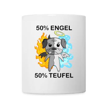 Hund Mops - Engel und Teufel - Tasse - Weiß - Vorne