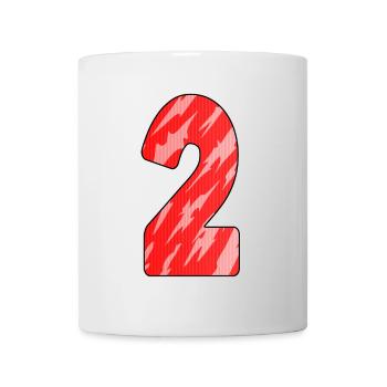 Nummer 2 Rot Muster - Tasse - Weiß - Vorne