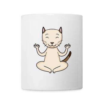 Yoga Cat Cat Owner Shorthaired Domestic Cat - Mug - white - Front