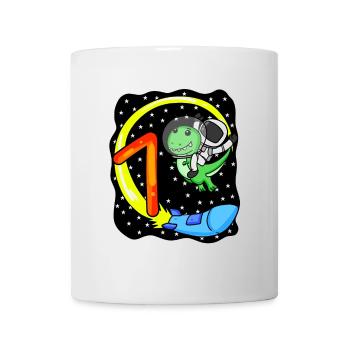 Jeune astronaute dinosaure de 7 ans - Mug blanc - blanc - Devant
