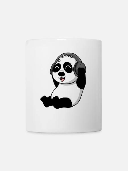 Niedlicher Panda hört Musik - Tasse - Weiß