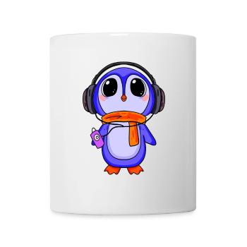 Penguin écoute de la musique - Mug blanc - blanc - Devant