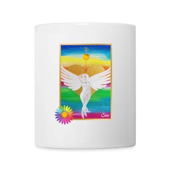 Rainbow Angel of Love with Rainbow Flower - Mug - white - Front