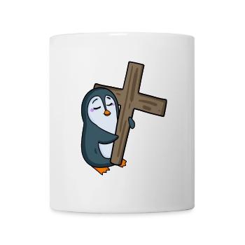 Penguin with cross - Mug - white - Front